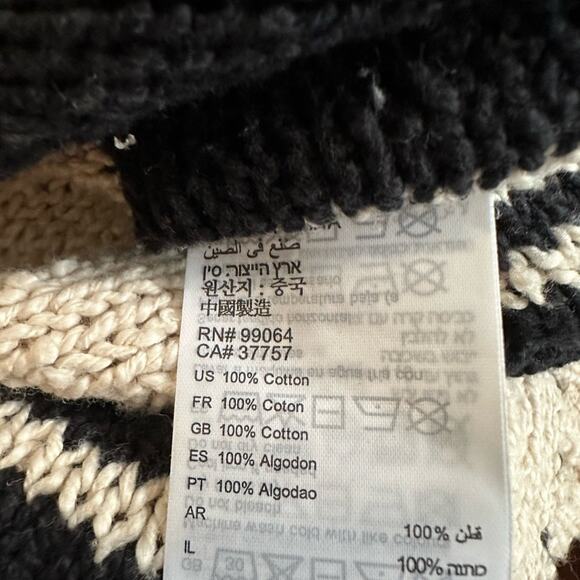 Billabong Black Cream Stripe Beachy Sweater Boxy Nubby Cotton Surfer Boho Summer - Picture 6 of 7